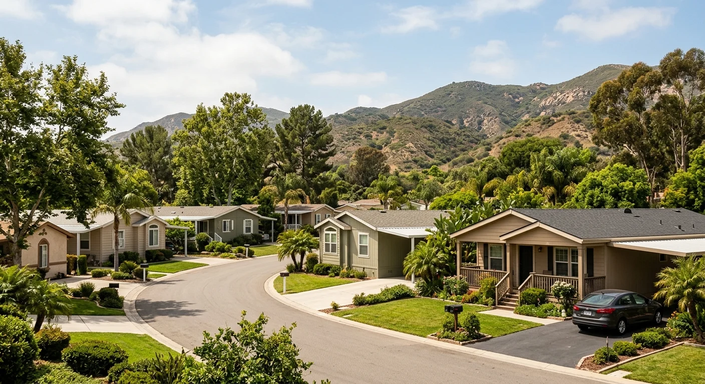 Manufactured-home community in Chula Vista with South Bay hills and landscaping
